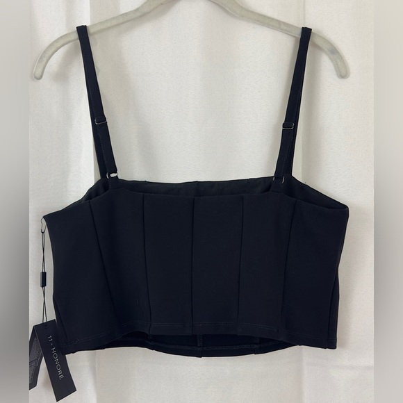 11 Honore Shayla Cropped Tank Top Black attached inner Shelf Bra  Size 1… - Picture 7 of 11